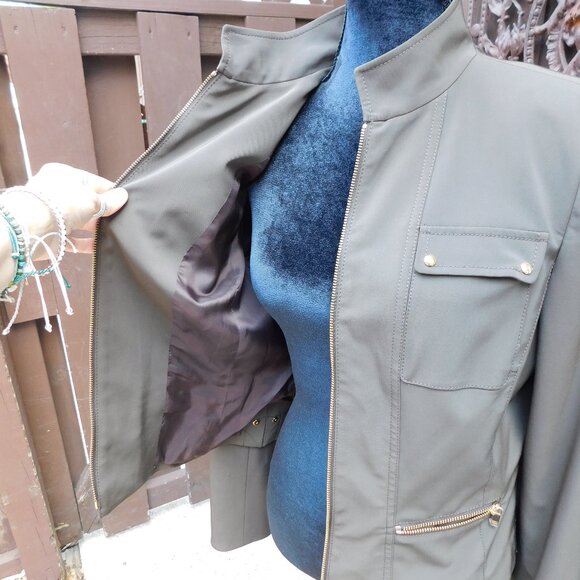 Carlisle Sz 12 Brown Zip Up Blazer Jacket LIKE NEW!! - Picture 5 of 6